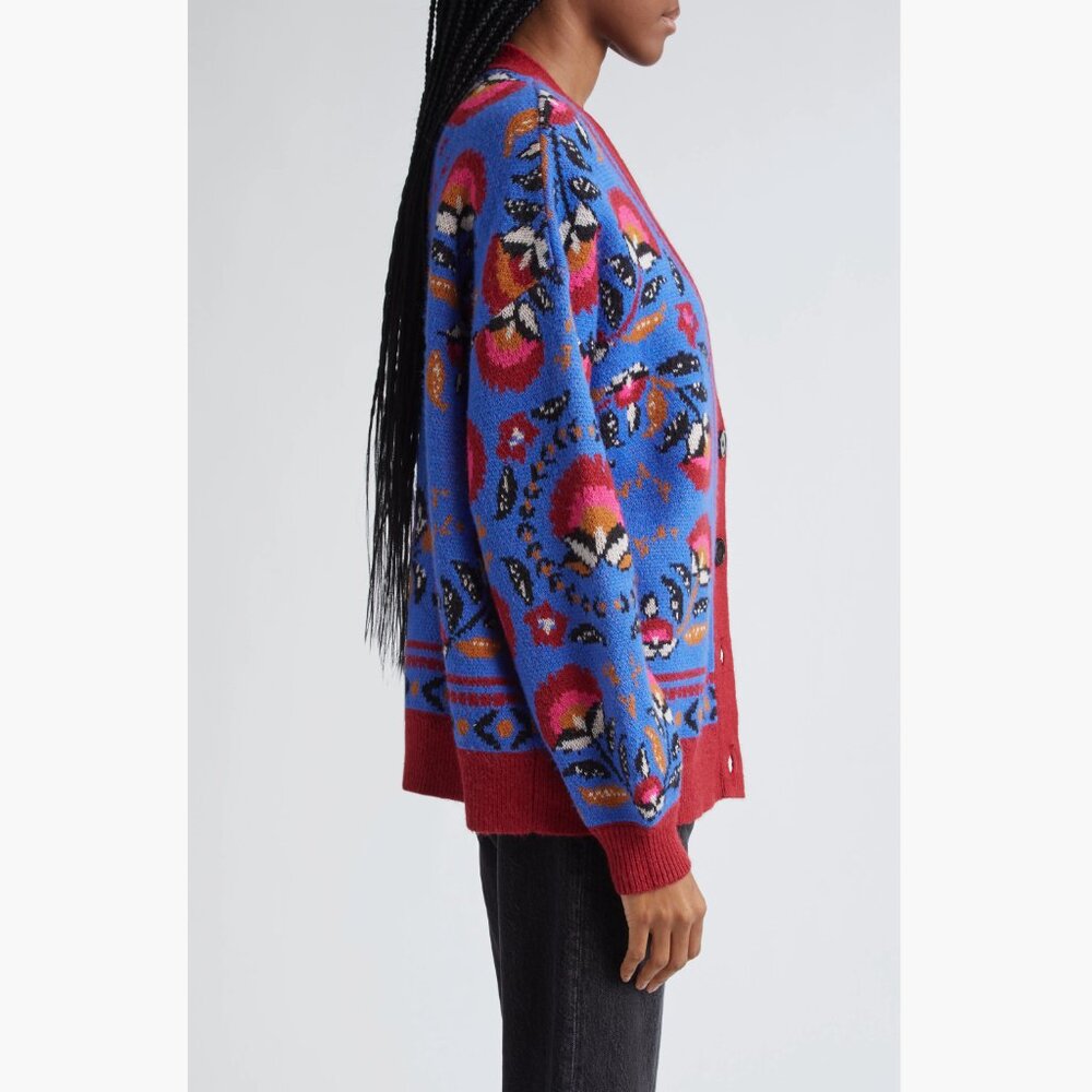 FARM RIO Palms Paradise Cardigan, Blue/Red, Size L, NWT 🇧🇷 - Picture 3 of 13